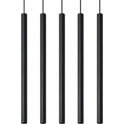 Hanging lamp 40W Cylindrical Shape 100×45 cm. 5 spotlights Bedroom and hall. Modern Style. Steel. Black Color