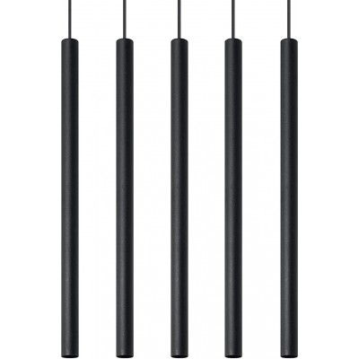 96,95 € Spedizione Gratuita | Lampada a sospensione 40W 100×45 cm. 5 faretti Acciaio. Colore nero