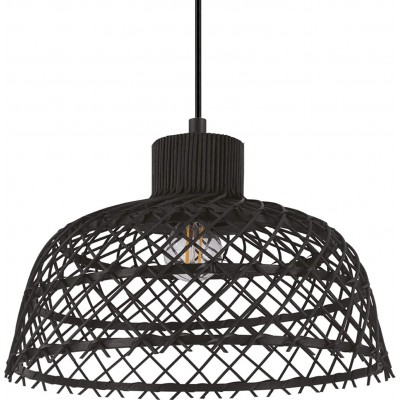 Lámpara colgante Eglo 40W Forma Redonda 110×37 cm. Comedor. Estilo vintage. Acero y Madera. Color negro