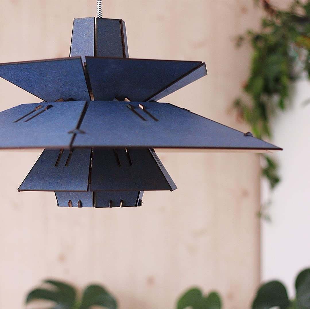 114,95 € Бесплатная доставка | Подвесной светильник 10W 57×57 cm. Древесина. Синий Цвет