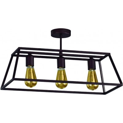 Hanging lamp 60W Rectangular Shape 59×27 cm. 3 points of light Living room, bedroom and lobby. Metal casting. Black Color