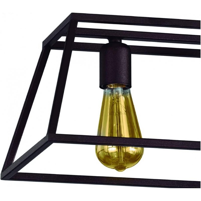 139,95 € Free Shipping | Hanging lamp 60W Rectangular Shape 59×27 cm. 3 points of light Living room, bedroom and lobby. Metal casting. Black Color