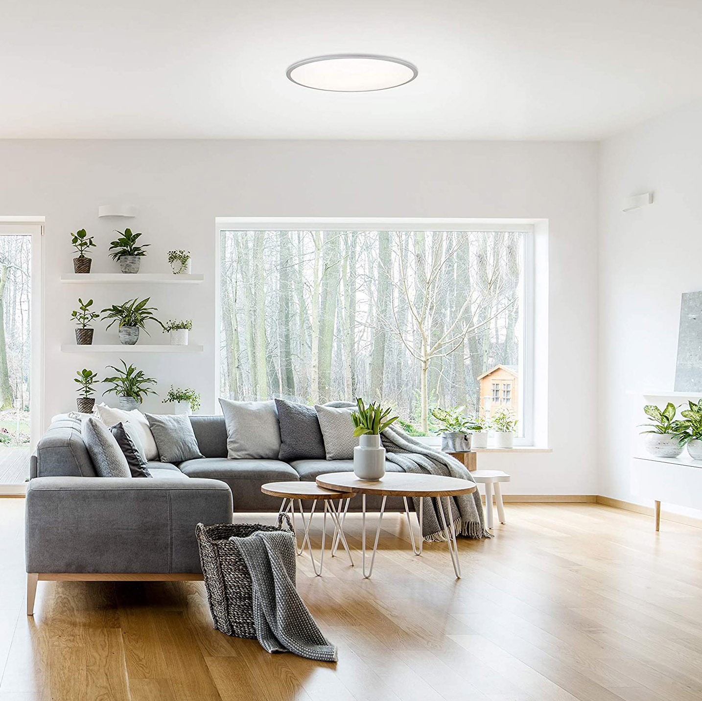 146,95 € Envoi gratuit | Plafonnier intérieur 56×56 cm. LED dimmables fonction veilleuse Métal. Couleur blanc