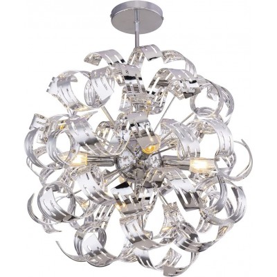 135,95 € Free Shipping | Ceiling lamp 40W Spherical Shape 56×41 cm. Living room, dining room and bedroom. Acrylic, Metal casting and Paper. Plated chrome Color