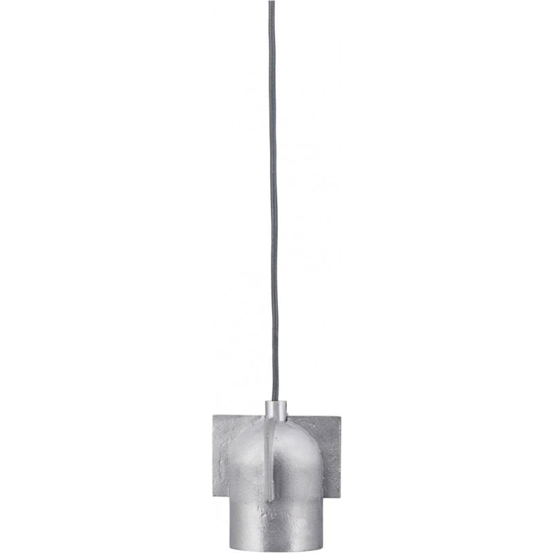 119,95 € Free Shipping | Hanging lamp 5W Cylindrical Shape 13×9 cm. Living room, dining room and bedroom. Industrial Style. Metal casting, Textile and Brass. Silver Color