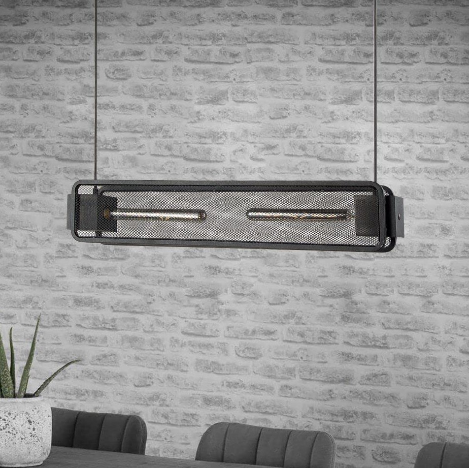 88,95 € Бесплатная доставка | Подвесной светильник 140×80 cm. Двойной фокус Металл. Серый Цвет