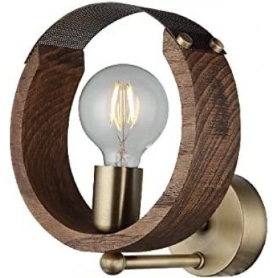 81,95 € Free Shipping | Indoor wall light 40W 25×22 cm. Metal casting and wood. Brown Color