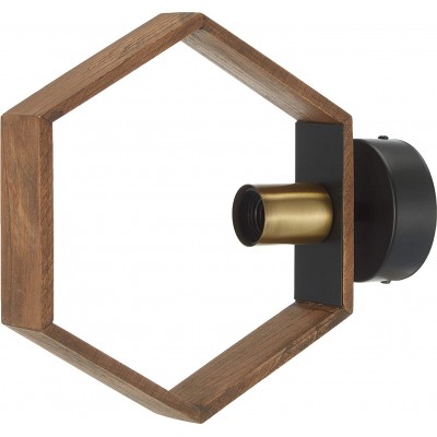 118,95 € Spedizione Gratuita | Lampada da parete per interni 40W 29×27 cm. Disegno esagonale Metallo e legna. Colore marrone