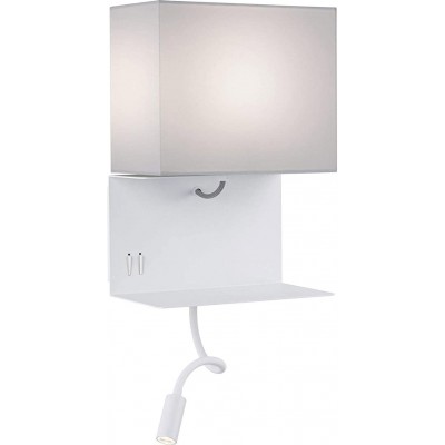 Indoor wall light 40W 3000K Warm light. 36×25 cm. Slide support. additional reading lamp Metal casting and textile. White Color