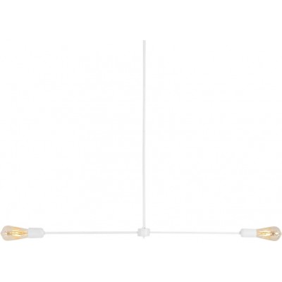 Lâmpada pendurada Forma Alongada 96×86 cm. 2 pontos de luz Sala de jantar, quarto e salão. Metais. Cor branco