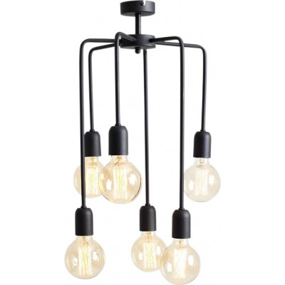 Lámpara de araña 54×34 cm. 6 puntos de luz Salón, comedor y vestíbulo. Metal. Color negro