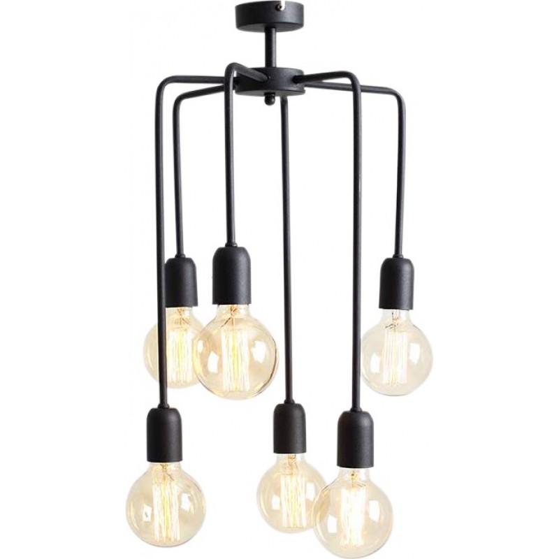109,95 € Free Shipping | Chandelier 54×34 cm. 6 light points Living room, dining room and lobby. Metal casting. Black Color
