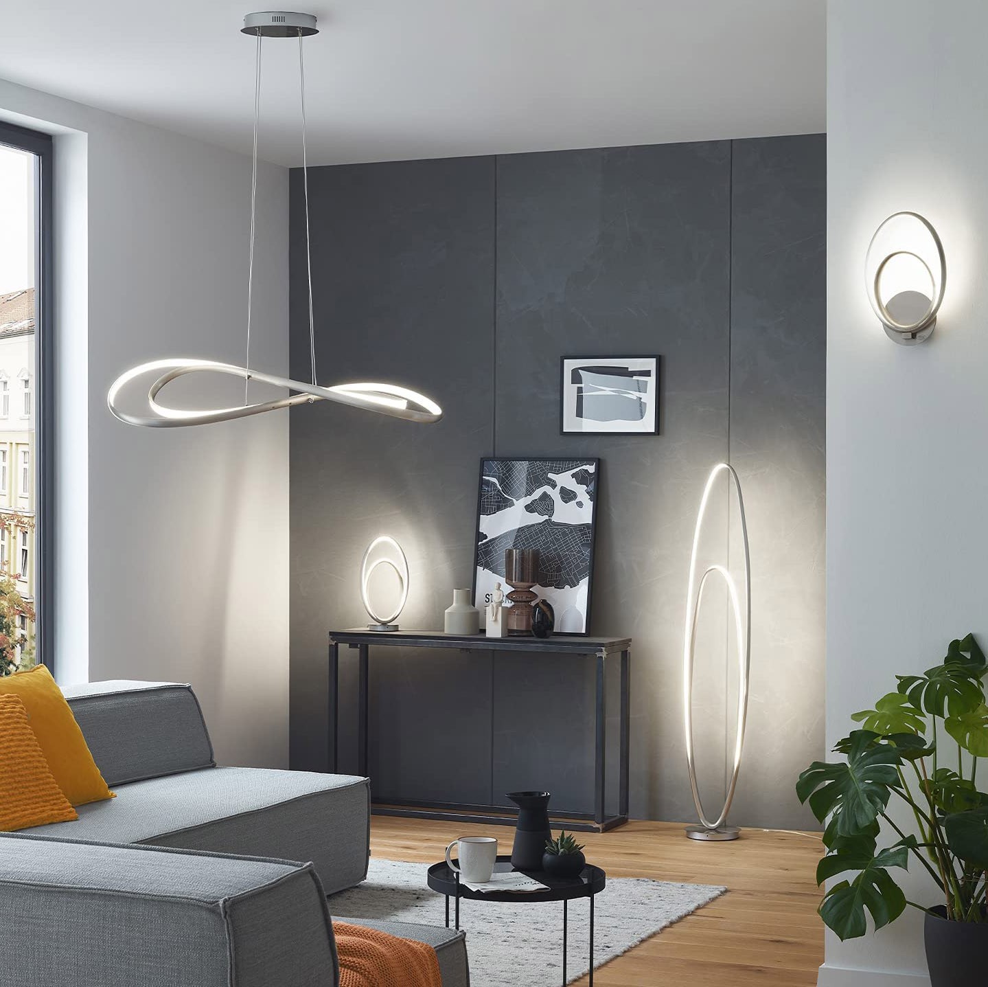 95,95 € Envio grátis | Luz de parede interna 12W 33×21 cm. Foco duplo Acrílico. Cor cinza