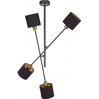 Lámpara colgante 16W Forma Cilíndrica 81×78 cm. 4 focos orientables Comedor, dormitorio y vestíbulo. Metal. Color negro