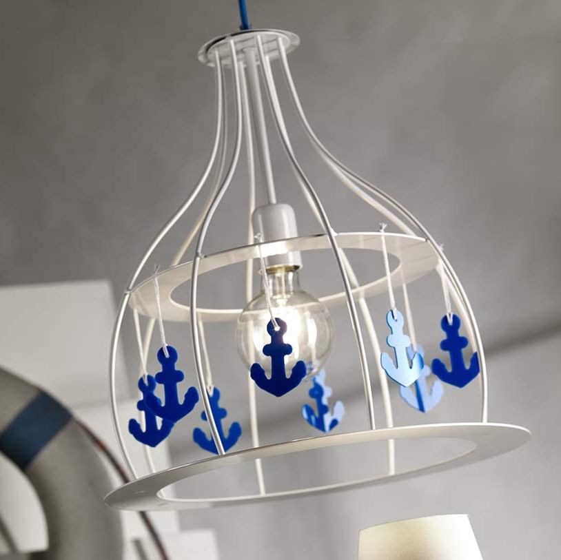 109,95 € Envio grátis | Lâmpada pendurada 54×42 cm. Formas de âncora Pmma e metais. Cor branco