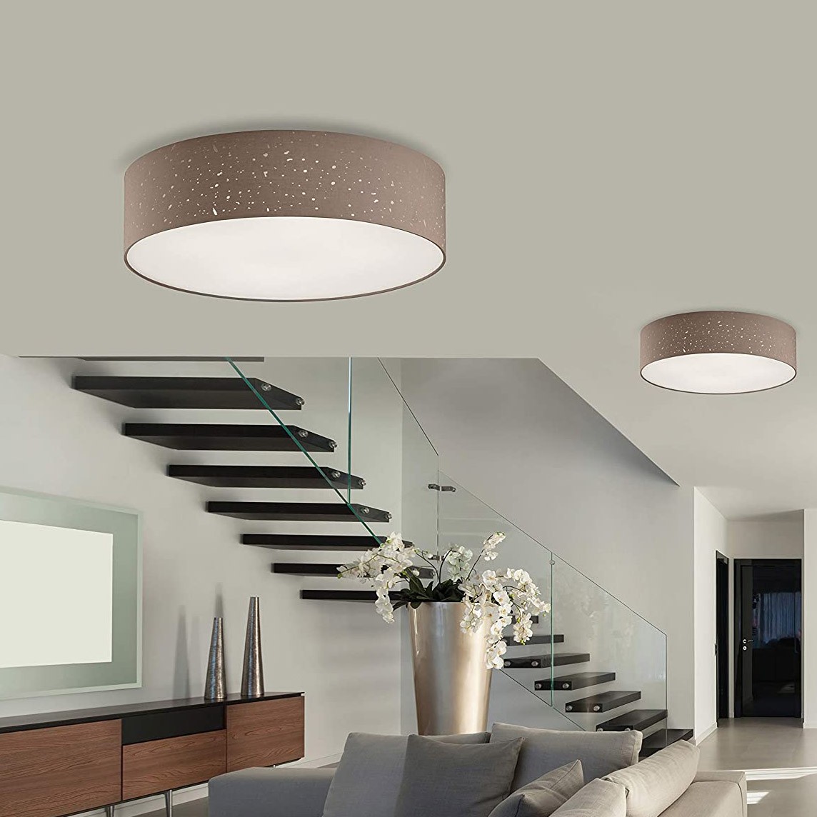 101,95 € Kostenloser Versand | Innendeckenleuchte 40W Textil. Braun Farbe