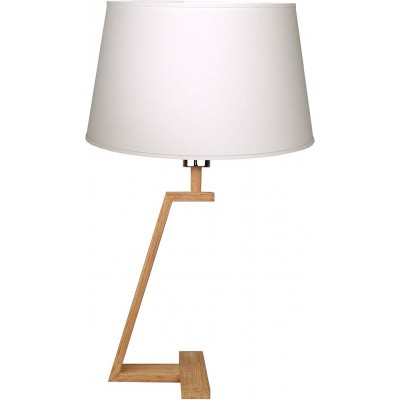 Lampada da tavolo Forma Cilindrica 33×20 cm. Sala da pranzo, camera da letto e atrio. Acciaio e Legna. Colore bianca