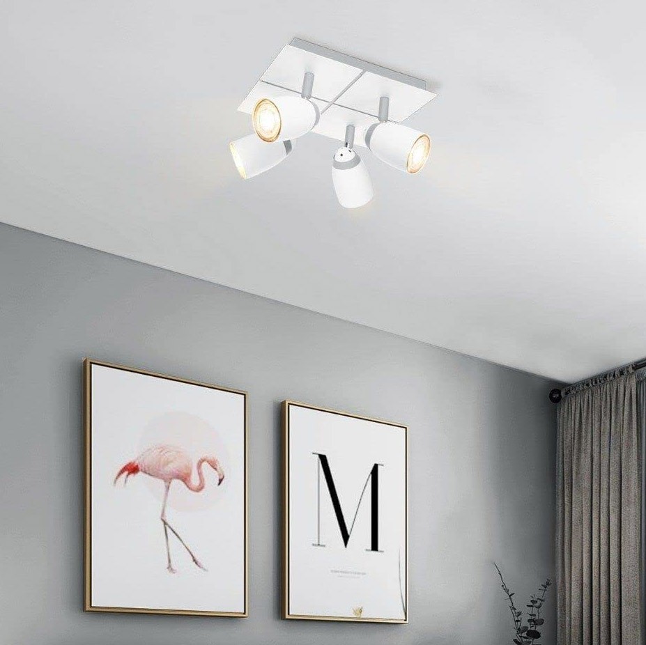 75,95 € Envío gratis | Foco para interior 24×24 cm. 4 focos LED orientables y regulables Color blanco