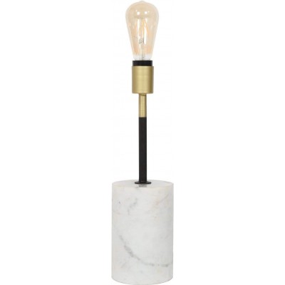Lámpara de sobremesa 60W Forma Cilíndrica 40×12 cm. Salón, comedor y dormitorio. Estilo retro. Metal. Color blanco