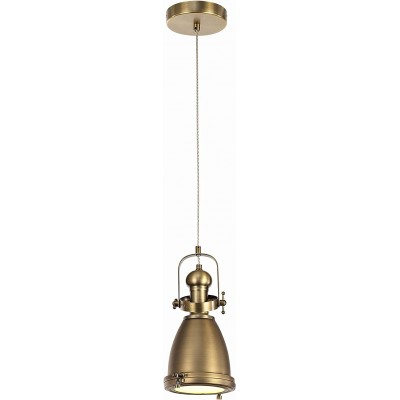 93,95 € Free Shipping | Hanging lamp 9W 3000K Warm light. Conical Shape 38×18 cm. Dining room, bedroom and lobby. Retro Style. Aluminum and Crystal. Golden Color