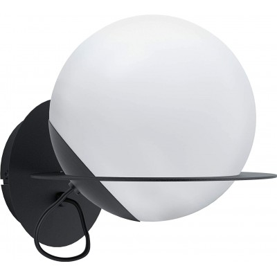 84,95 € Бесплатная доставка | Настенный светильник для дома Eglo 40W Сферический Форма 24×22 cm. Столовая, спальная комната и лобби. Стекло. Белый Цвет