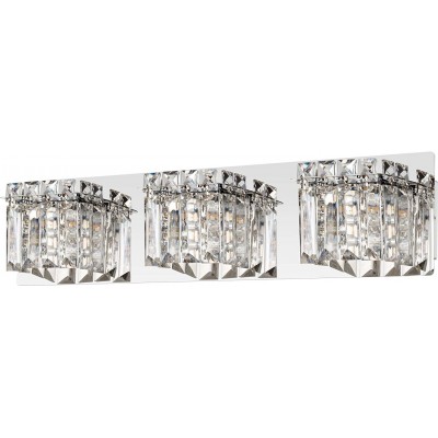 115,95 € Free Shipping | Indoor wall light Eglo 3W 55×13 cm. Triple focus Steel and crystal. Plated chrome Color