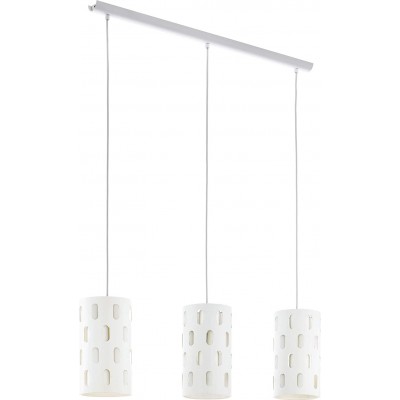 131,95 € Free Shipping | Hanging lamp Eglo Cylindrical Shape 110×80 cm. Triple focus Living room, dining room and bedroom. Modern Style. Steel and Aluminum. White Color