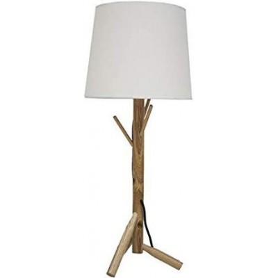 Lâmpada de mesa Forma Cilíndrica 73×25 cm. Base imitando uma árvore Sala de estar, sala de jantar e quarto. Madeira. Cor branco