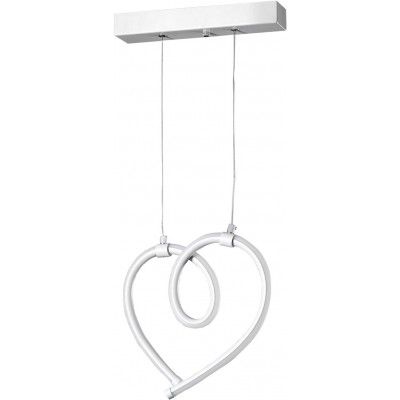 128,95 € Envio grátis | Lâmpada pendurada 18W 40×40 cm. Design em forma de coração Sala de estar, sala de jantar e salão. Alumínio. Cor branco