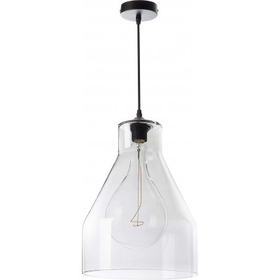 Lampe à suspension 60W Façonner Conique 39×29 cm. Salle, salle à manger et chambre. Style industriel. Verre. Couleur gris
