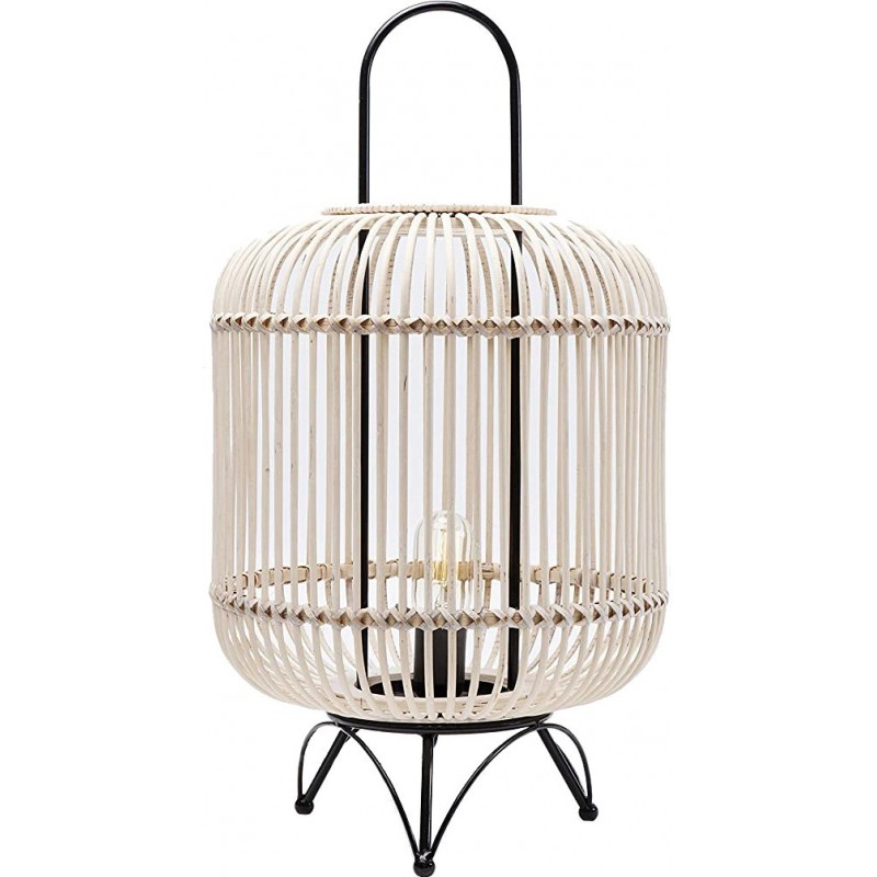 126,95 € Free Shipping | Floor lamp 40W Cylindrical Shape 62×34 cm. Cage type lampshade Living room, dining room and lobby. Modern Style. Steel and Wood. Brown Color