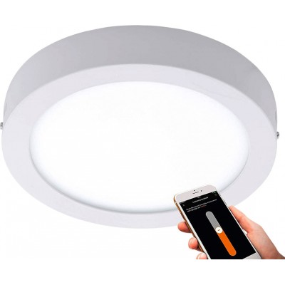 102,95 € Free Shipping | Indoor ceiling light Eglo 16W Round Shape Ø 22 cm. Dimmable LED Control with Smartphone APP Lobby and garage. Aluminum and PMMA. White Color
