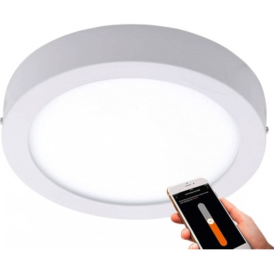 97,95 € Envío gratis | Plafón de interior Eglo 16W Ø 22 cm. LED regulable. Control con APP Smartphone Aluminio y pmma. Color blanco