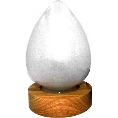 Lámpara de sobremesa 5W 1600K Luz muy cálida. Forma Ovalada 34×17 cm. Efecto llama Comedor, dormitorio y vestíbulo. Estilo rústico. Cristal y Madera. Color blanco