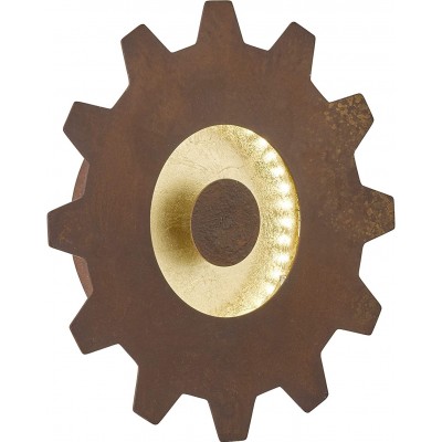 Aplique de pared interior 5W 20×20 cm. Diseño en forma de engranaje Pmma y metal. Color dorado