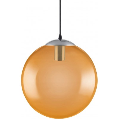 74,95 € Envio grátis | Lâmpada pendurada Forma Esférica 157×30 cm. Sala de estar, sala de jantar e quarto. Vidro. Cor laranja