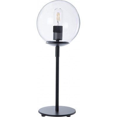 Lámpara de sobremesa 15W Forma Esférica Ø 19 cm. Comedor, dormitorio y vestíbulo. Estilo diseño. Cristal y Metal. Color negro