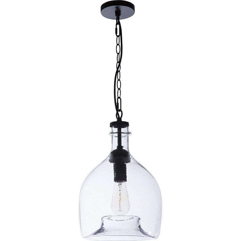 136,95 € Free Shipping | Hanging lamp 60W Spherical Shape 50×30 cm. Living room, dining room and bedroom. Industrial Style. Crystal and Metal casting. Black Color