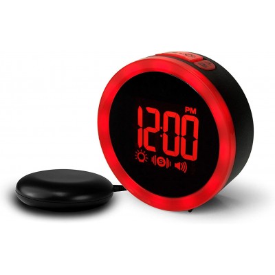 86,95 € Envío gratis | Artículos LED 12×12 cm. Reloj despertador luminoso de cuarzo Color negro