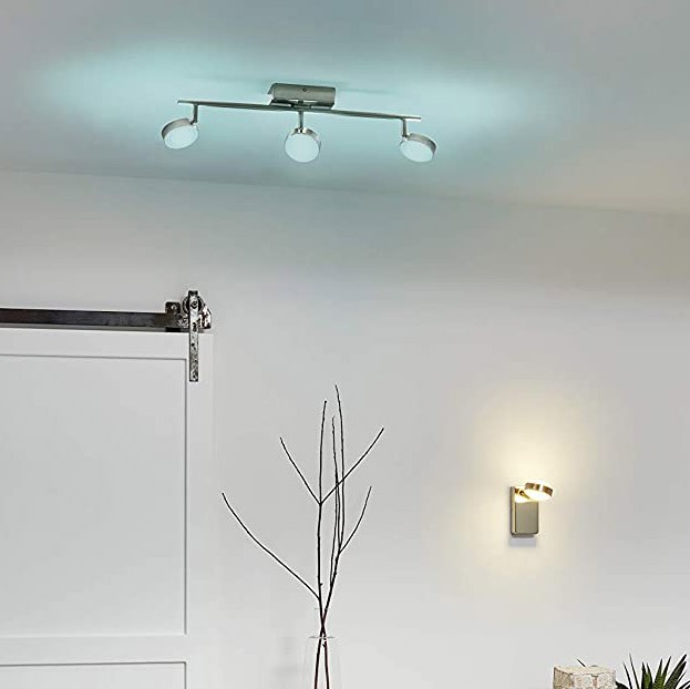 132,95 € Spedizione Gratuita | Faretto da interno Eglo 5W 2700K Luce molto calda. 59×18 cm. Tripla messa a fuoco. Controllo tramite APP per smartphone Acciaio e pmma. Colore nichel