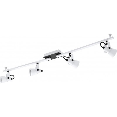 97,95 € Envoi gratuit | Projecteur d'intérieur Eglo 5W 3000K Lumière chaude. 99×17 cm. 4 spots orientables installés sur le bar Acier. Couleur blanc