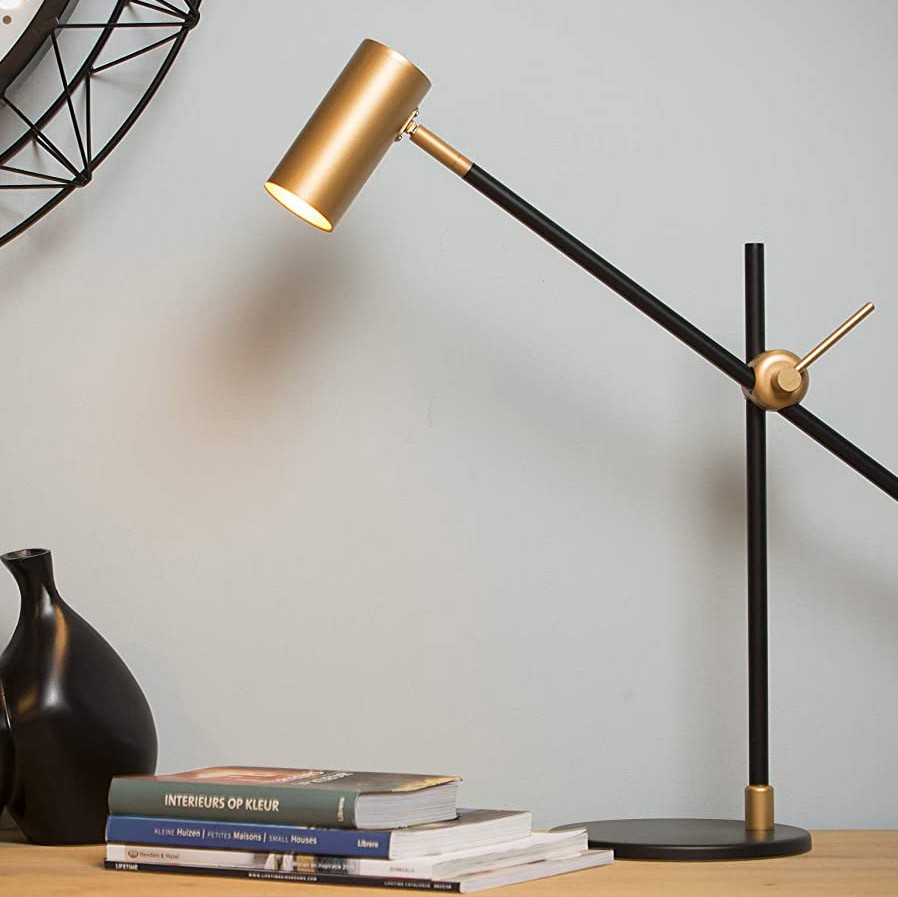123,95 € Envio grátis | Lampada de escritorio 5W 50×47 cm. Articulável Aço. Cor dourado