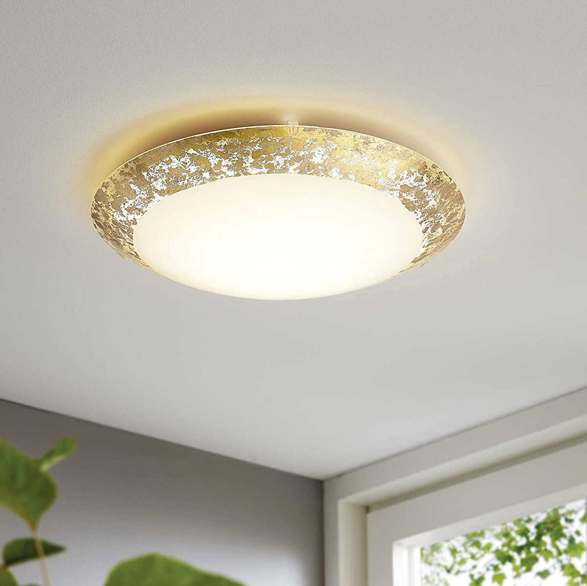 91,95 € Spedizione Gratuita | Plafoniera da interno Eglo 16W 3000K Luce calda. 40×40 cm. LED Acciaio e bicchiere. Colore d'oro