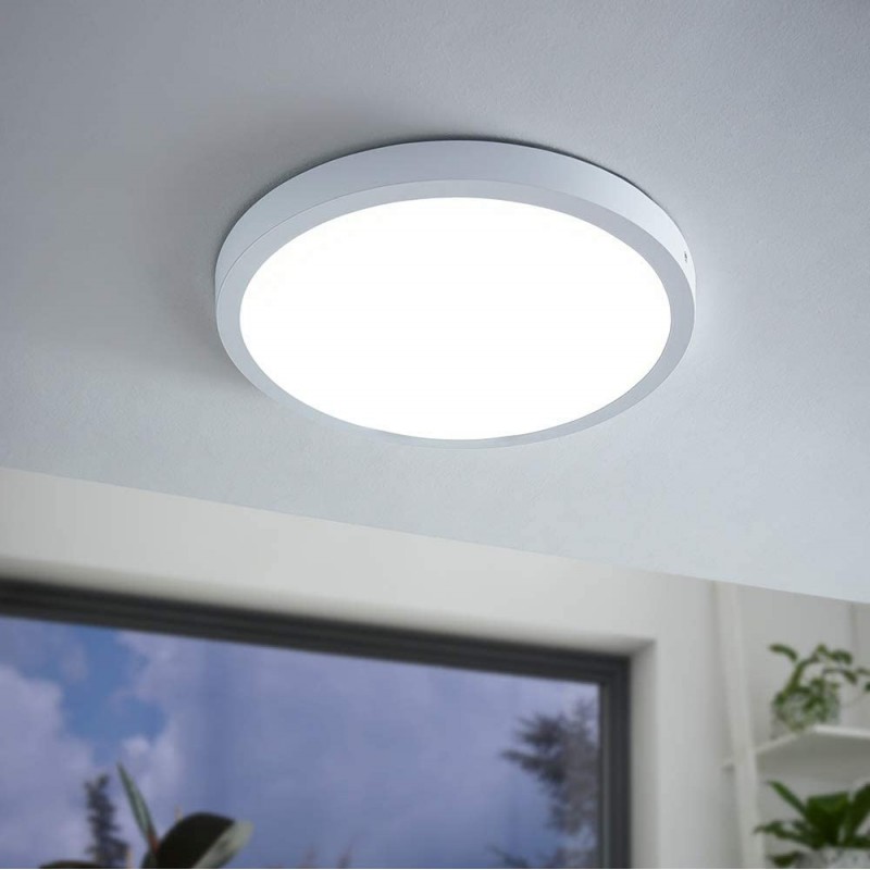 106,95 € Free Shipping | Indoor ceiling light Eglo 25W 4000K Neutral light. Round Shape 40×40 cm. Dining room, bedroom and lobby. Modern Style. Aluminum and PMMA. White Color