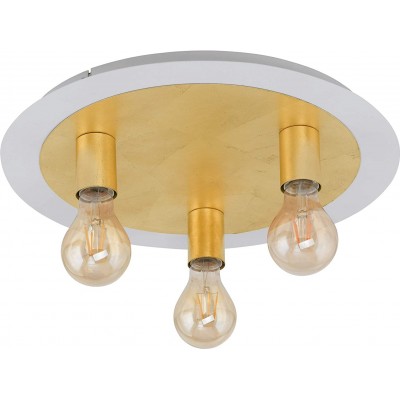 114,95 € Free Shipping | Ceiling lamp Eglo 4W Round Shape Ø 45 cm. 3 LED light points Dining room, bedroom and lobby. Retro and vintage Style. Steel. Golden Color