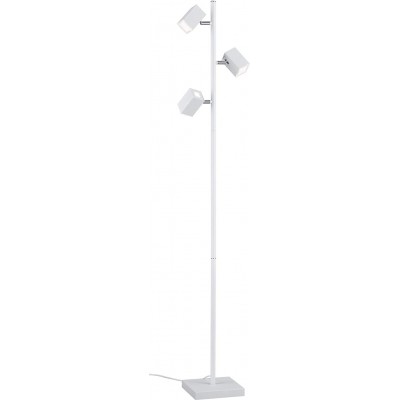 Lámpara de pie Trio 5W 3000K Luz cálida. Forma Cilíndrica 154×28 cm. Triple foco LED orientable Comedor, dormitorio y vestíbulo. Estilo moderno. Metal. Color blanco