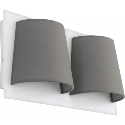 Indoor wall light Eglo 5W 3000K Warm light. 36×19 cm. Double focus Steel and textile. Gray Color