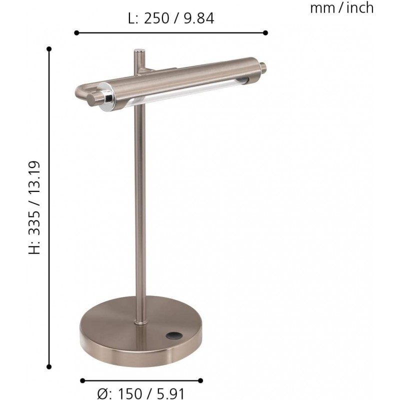 66,95 € Free Shipping | Desk lamp Eglo 4W 3000K Warm light. Extended Shape 36×25 cm. Living room, dining room and bedroom. Modern Style. Nickel Metal. Nickel Color