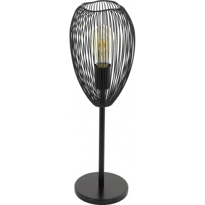 Lámpara de sobremesa Eglo 60W Forma Cilíndrica 55×17 cm. Comedor, dormitorio y vestíbulo. Acero y Acero inoxidable. Color negro