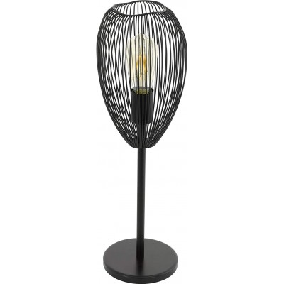 88,95 € Free Shipping | Table lamp Eglo 60W 55×17 cm. Steel and stainless steel. Black Color